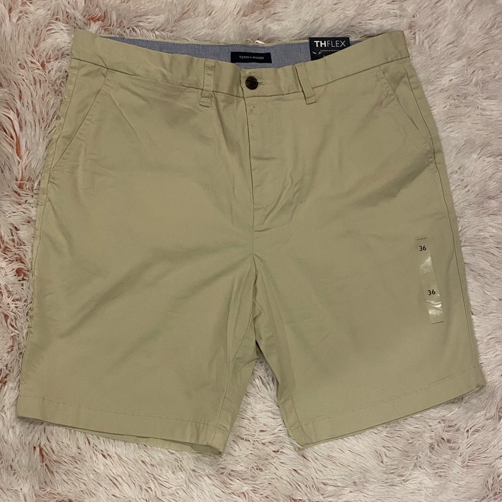 MENS TOMMY HILFIGER SHORTS 36 THFLEX CHINO Beige